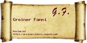 Greiner Fanni névjegykártya